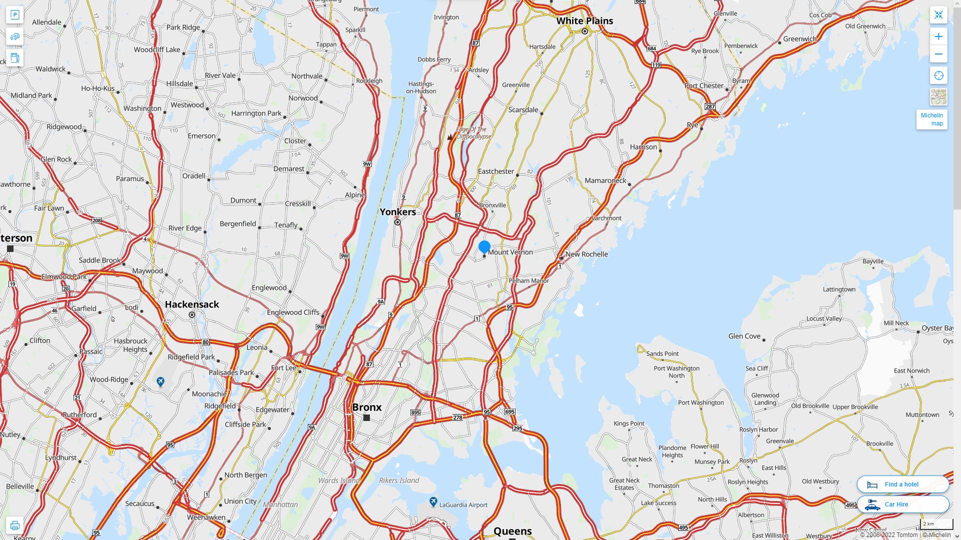 Mount Vernon New York Highway and Road Map